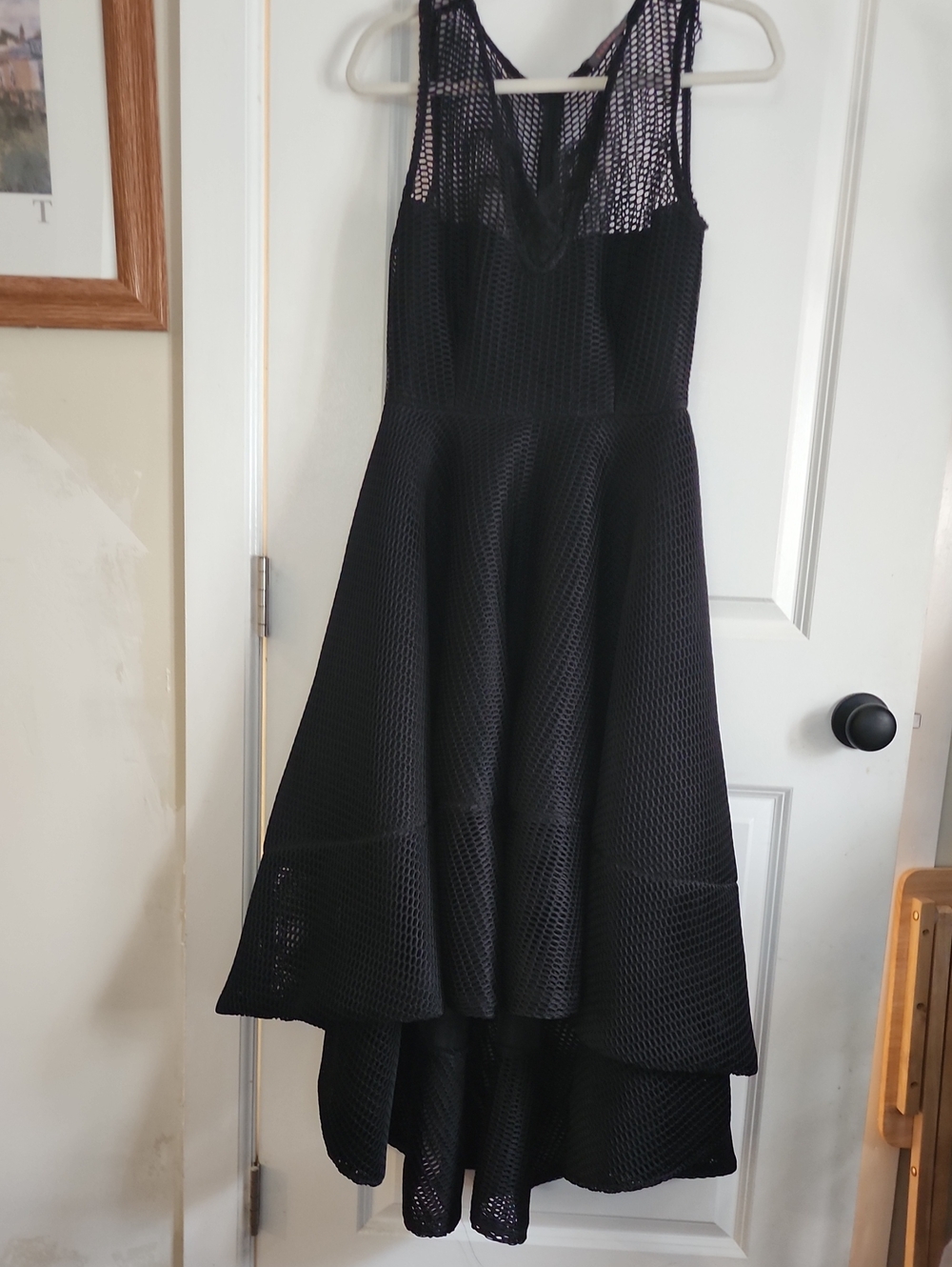 Issue New York Black Mesh High-Low Fit-and-Flare Dress